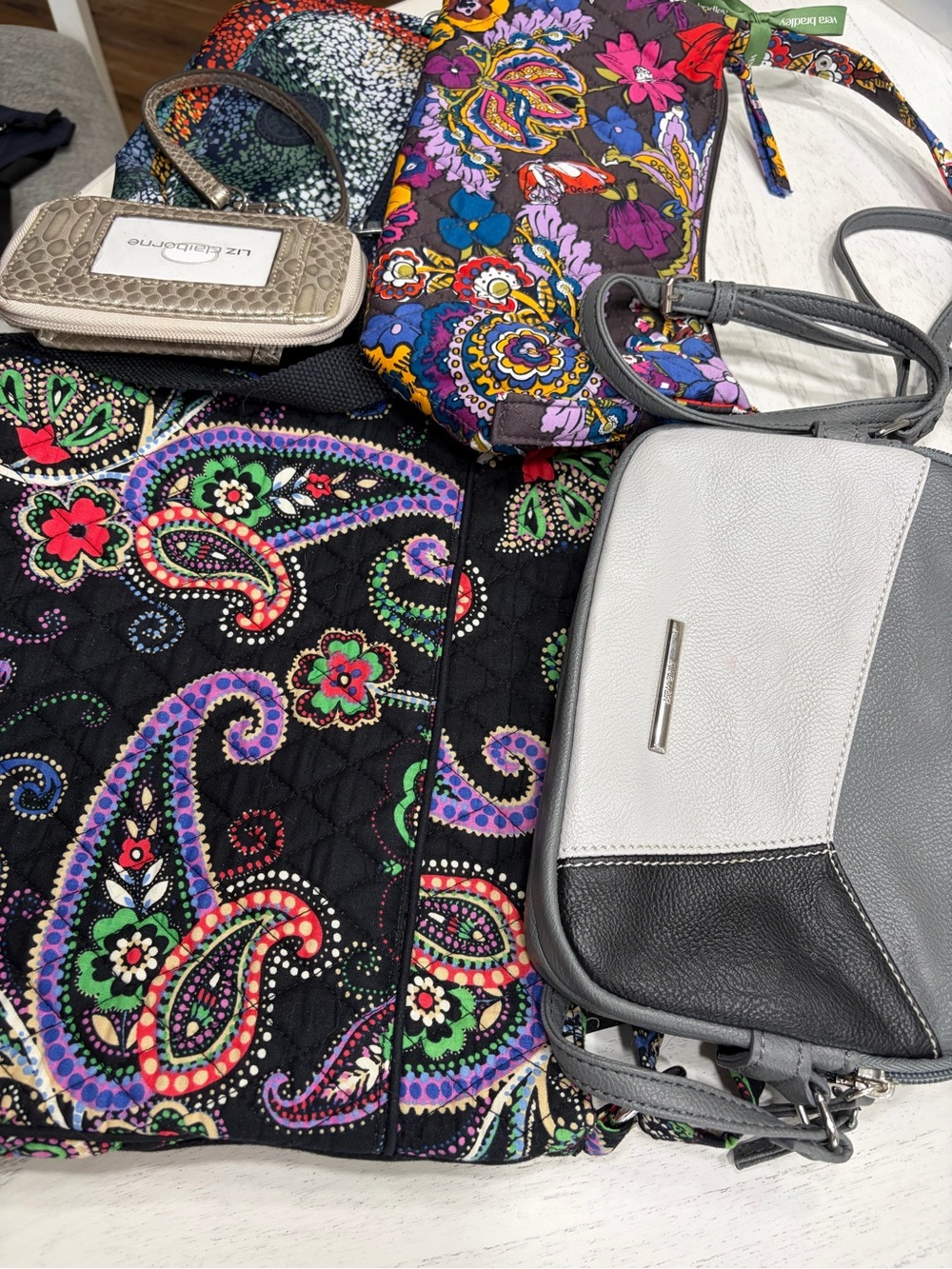 Liz Claiborne Black Multicolor Paisley Vera Bradley (2) Greys with Crossbody bc